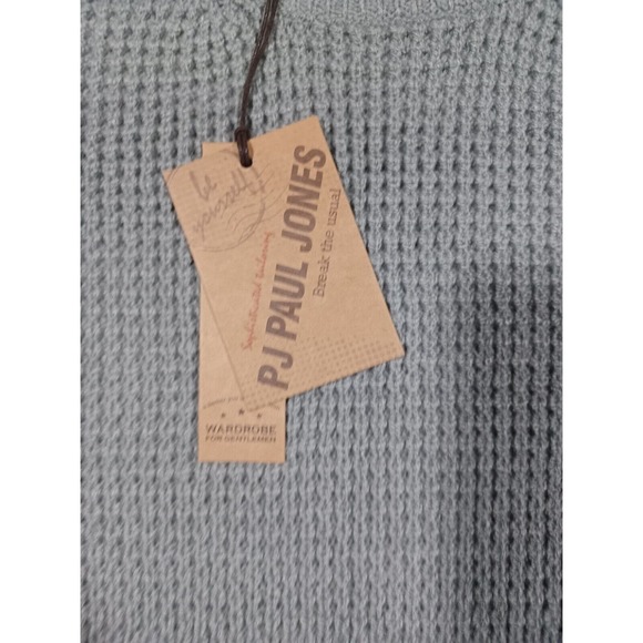 PJ PAUL JONES Sweater Mens XL Gray Crewneck Pullover Waffle Textured Long Sleeve - Picture 3 of 5